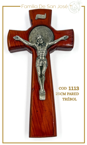 1113 Cristo San Benito madera 25cm Trébol
