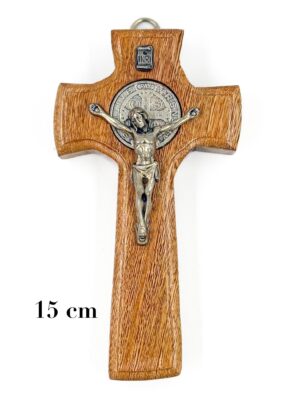 1115 Cristo San Benito madera pared 15cm trébol