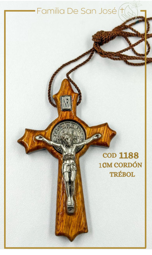 1188 Cristo San Benito madera 10cm Trébol