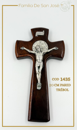1435 Cristo San Benito madera pared 20cm trébol