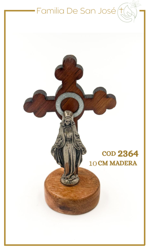 2364 Relicario madera 10cm Virgen Milagrosa