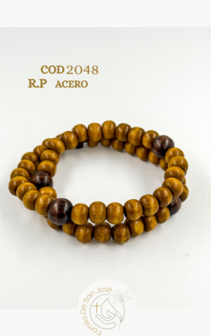 2048 Rosario Pulsera tejida madera