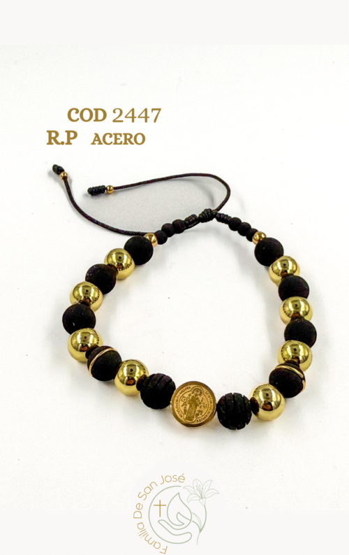 2447 Pulsera neopreno acero y San Benito