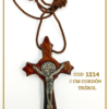 1214 Cristo San Benito madera cordón trébol 5cm