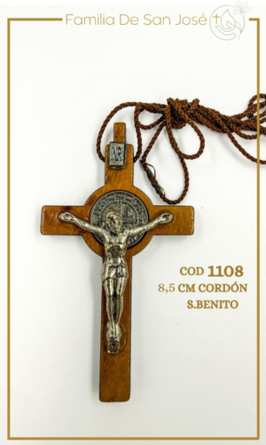 1108 Cristo San Benito madera cordón 8,5cm