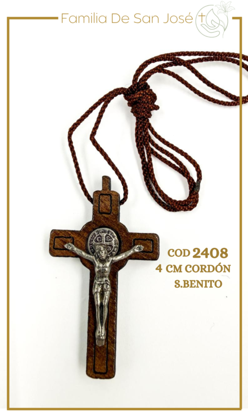 2408 Cristo San Benito madera cordón 4cm